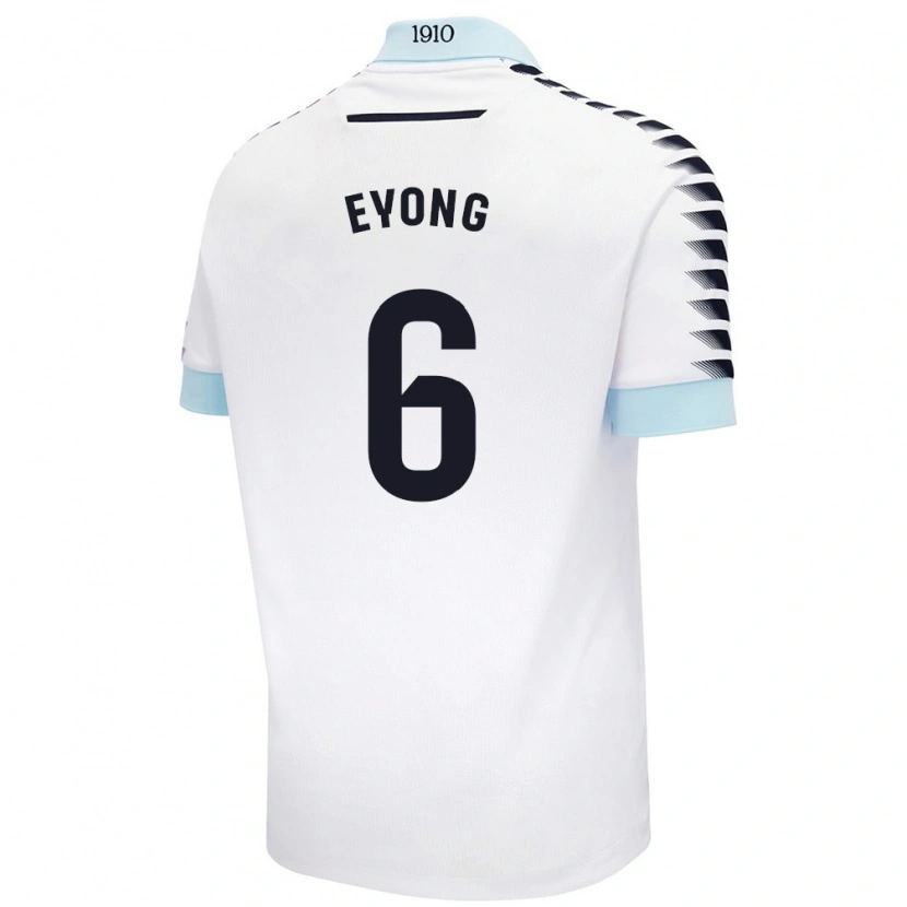 Danxen Hombre Camiseta Etta Eyong #6 Blanco Azul 2ª Equipación 2024/25 La Camisa México