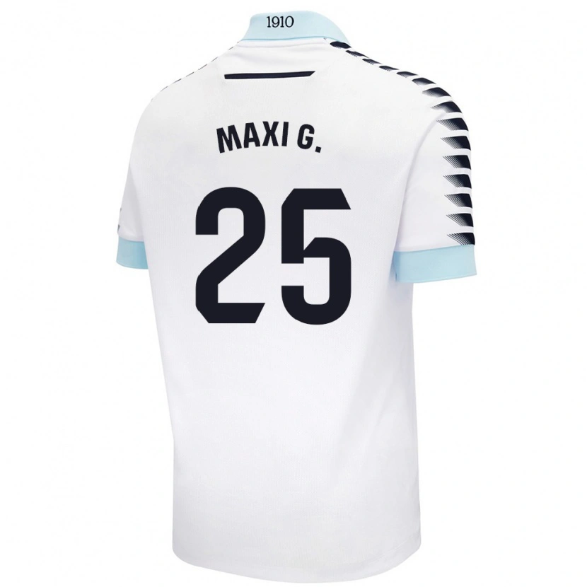 Danxen Hombre Camiseta Maxi Gómez #25 Blanco Azul 2ª Equipación 2024/25 La Camisa México