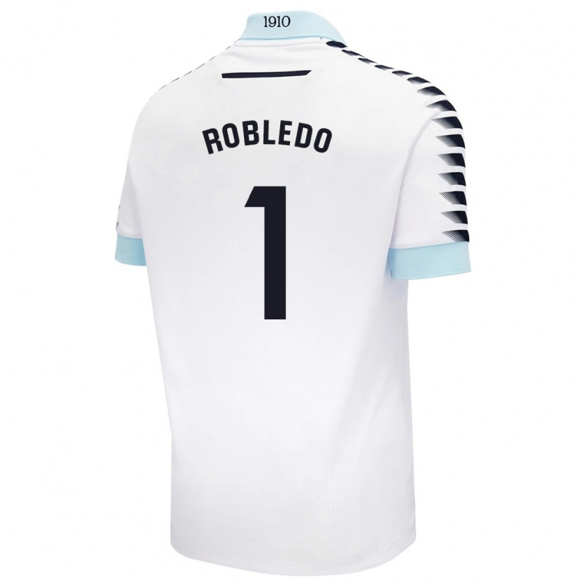 Danxen Hombre Camiseta Robledo #1 Blanco Azul 2ª Equipación 2024/25 La Camisa México