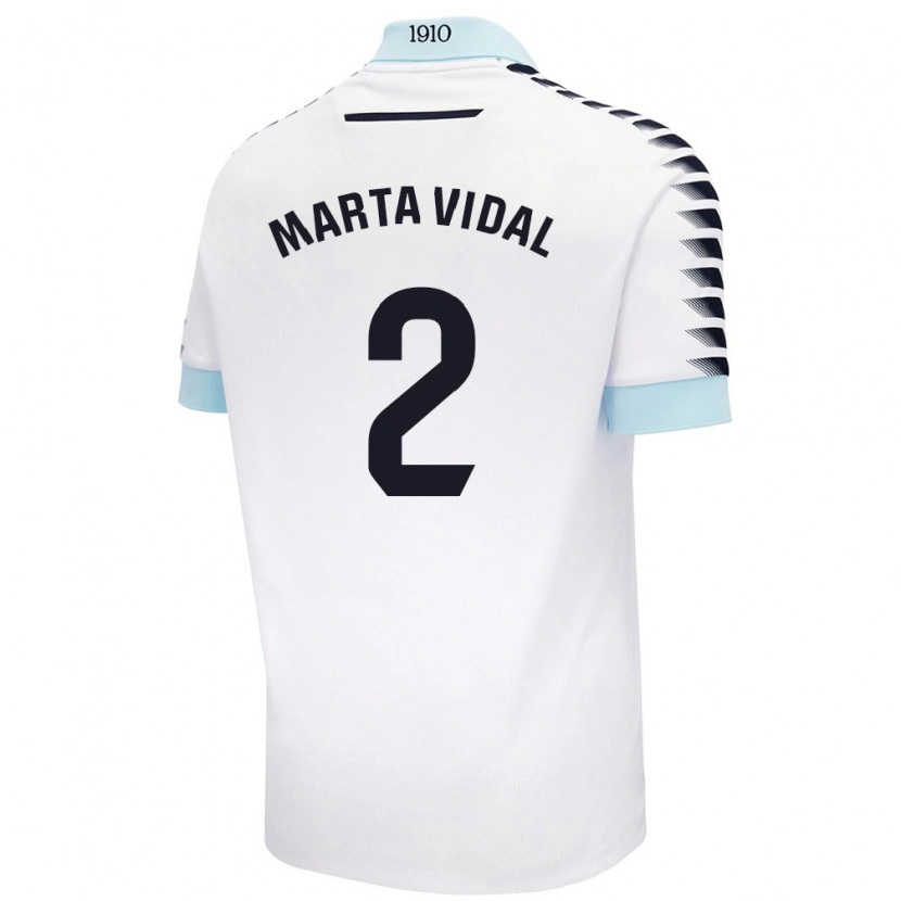 Danxen Hombre Camiseta Marta Vidal Vela #2 Blanco Azul 2ª Equipación 2024/25 La Camisa México
