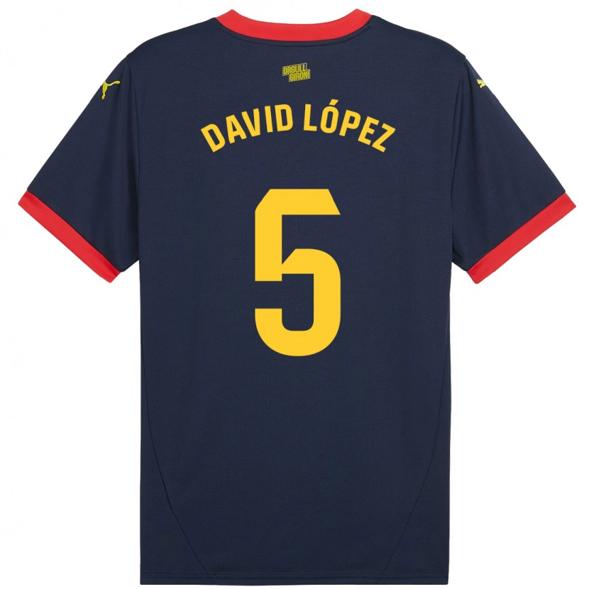 Danxen Hombre Camiseta David López #5 Azul Marino Rojo 2ª Equipación 2024/25 La Camisa México