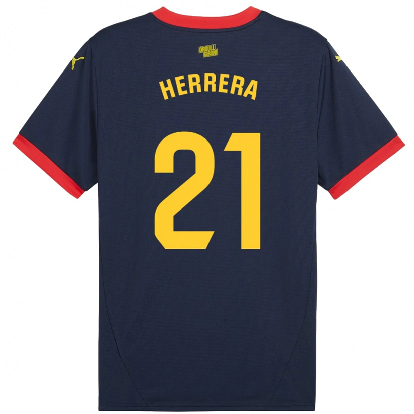 Danxen Hombre Camiseta Yangel Herrera #21 Azul Marino Rojo 2ª Equipación 2024/25 La Camisa México