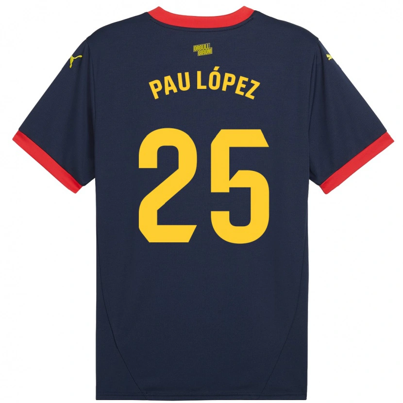 Danxen Hombre Camiseta Pau López #25 Azul Marino Rojo 2ª Equipación 2024/25 La Camisa México