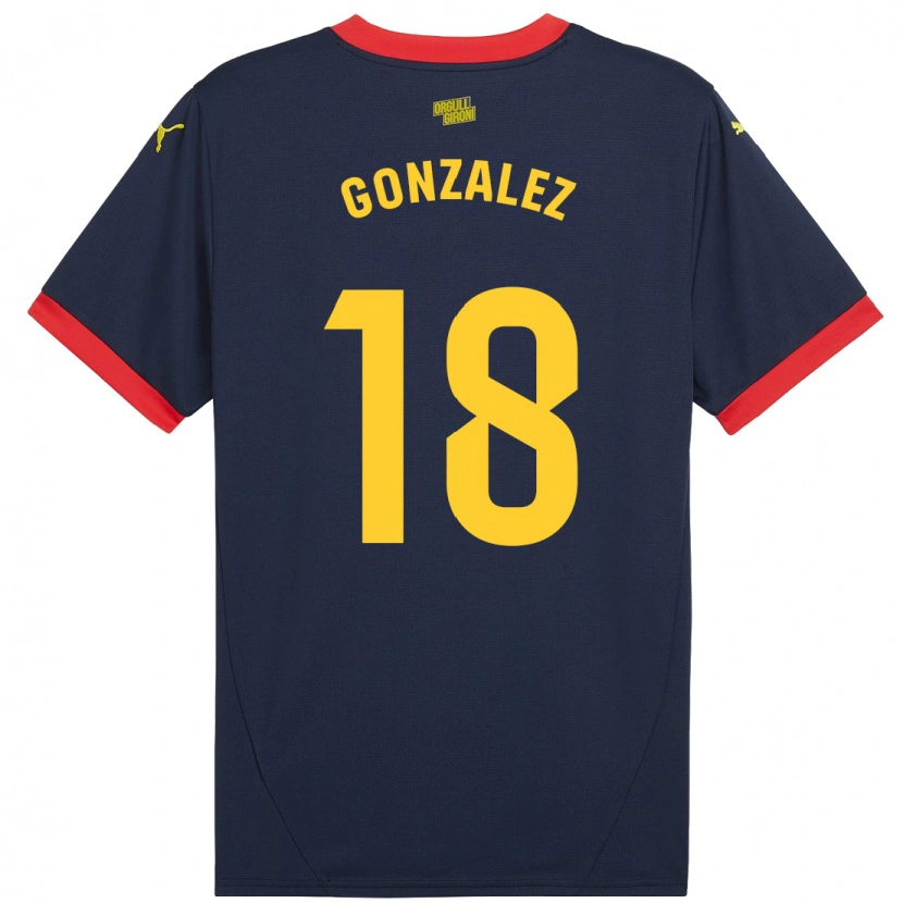 Danxen Hombre Camiseta Gerard González #18 Azul Marino Rojo 2ª Equipación 2024/25 La Camisa México