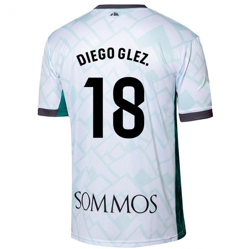 Danxen Hombre Camiseta Diego González #18 Blanco Verde 2ª Equipación 2024/25 La Camisa México