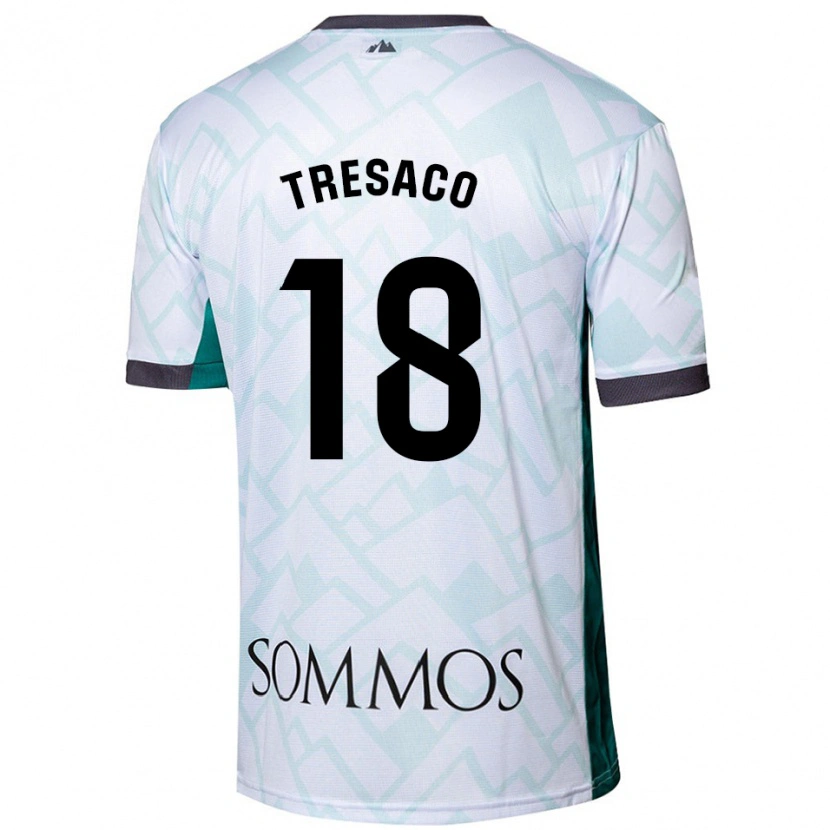 Danxen Hombre Camiseta Rafa Tresaco #18 Blanco Verde 2ª Equipación 2024/25 La Camisa México