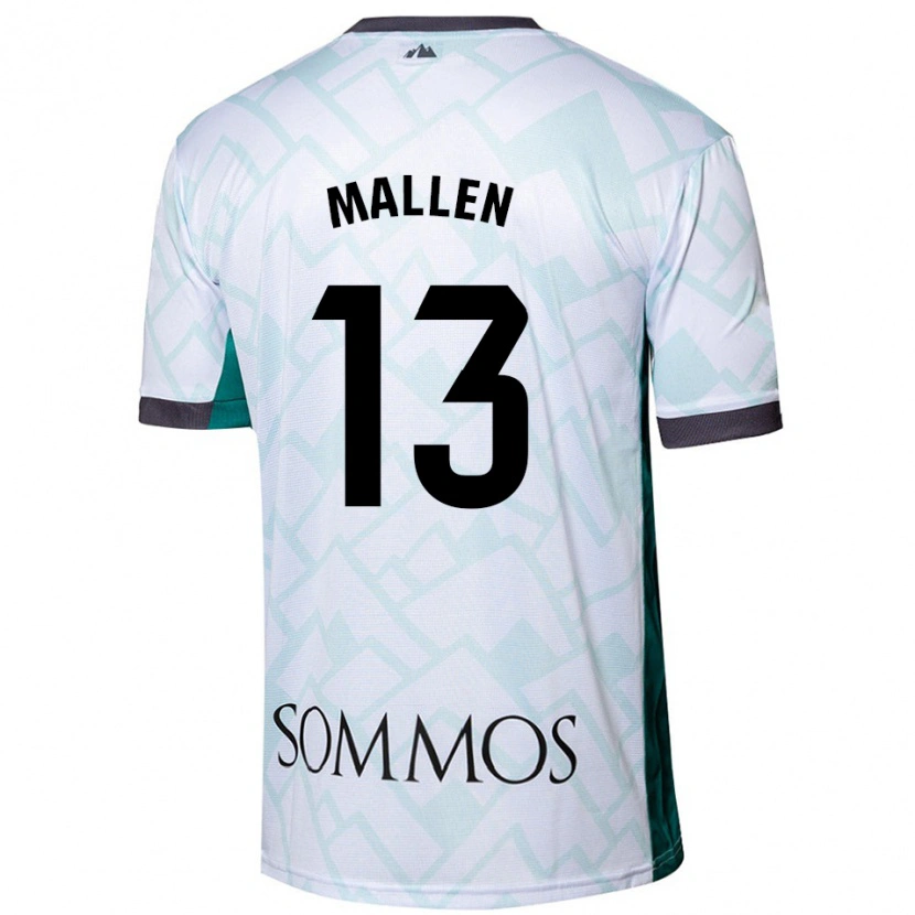Danxen Hombre Camiseta Lucía Mallén #13 Blanco Verde 2ª Equipación 2024/25 La Camisa México