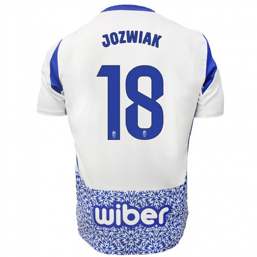 Danxen Hombre Camiseta Kamil Jóźwiak #18 Blanco Azul 2ª Equipación 2024/25 La Camisa México