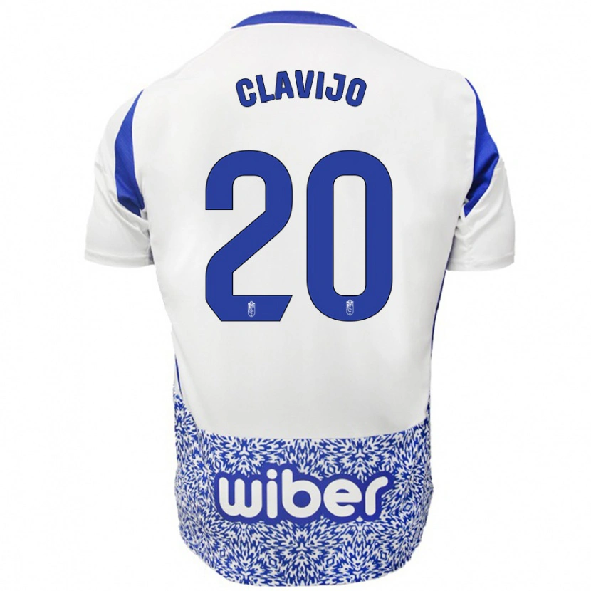 Danxen Hombre Camiseta Dani Clavijo #20 Blanco Azul 2ª Equipación 2024/25 La Camisa México