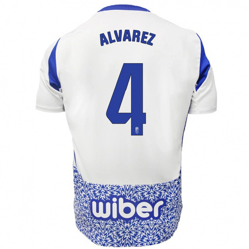 Danxen Hombre Camiseta Isabel Álvarez #4 Blanco Azul 2ª Equipación 2024/25 La Camisa México