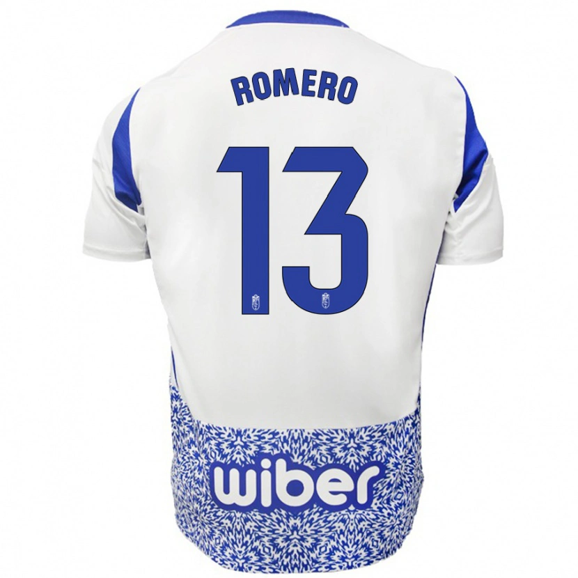 Danxen Hombre Camiseta Andrea Romero #13 Blanco Azul 2ª Equipación 2024/25 La Camisa México