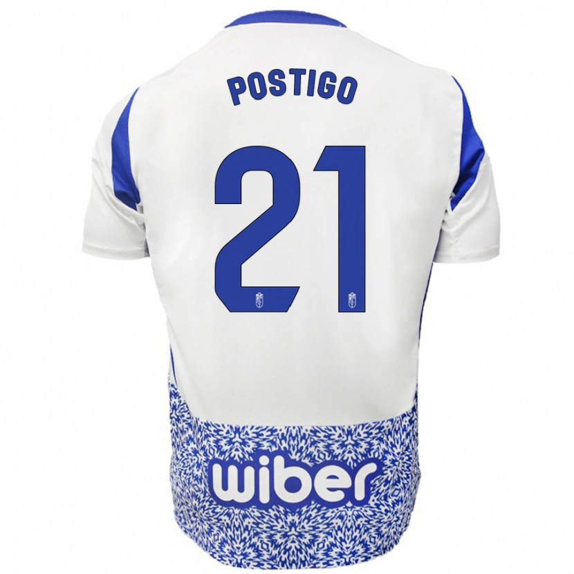 Danxen Hombre Camiseta Postigo #21 Blanco Azul 2ª Equipación 2024/25 La Camisa México