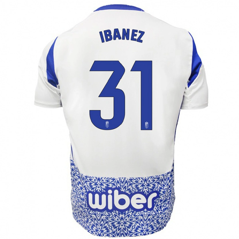 Danxen Hombre Camiseta Alba Ibáñez #31 Blanco Azul 2ª Equipación 2024/25 La Camisa México