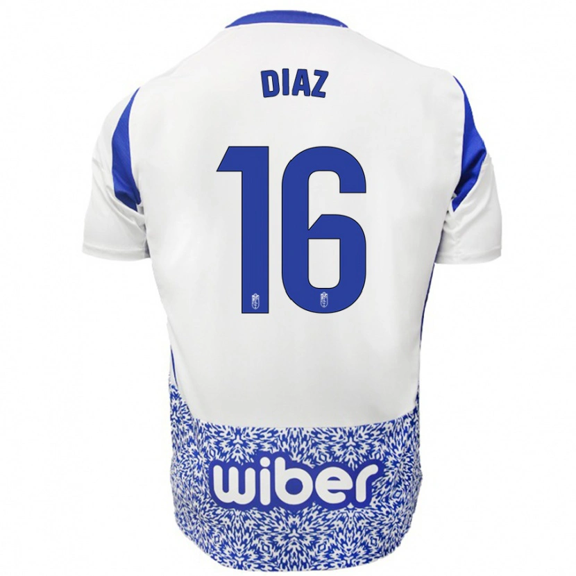 Danxen Hombre Camiseta Víctor Díaz #16 Blanco Azul 2ª Equipación 2024/25 La Camisa México