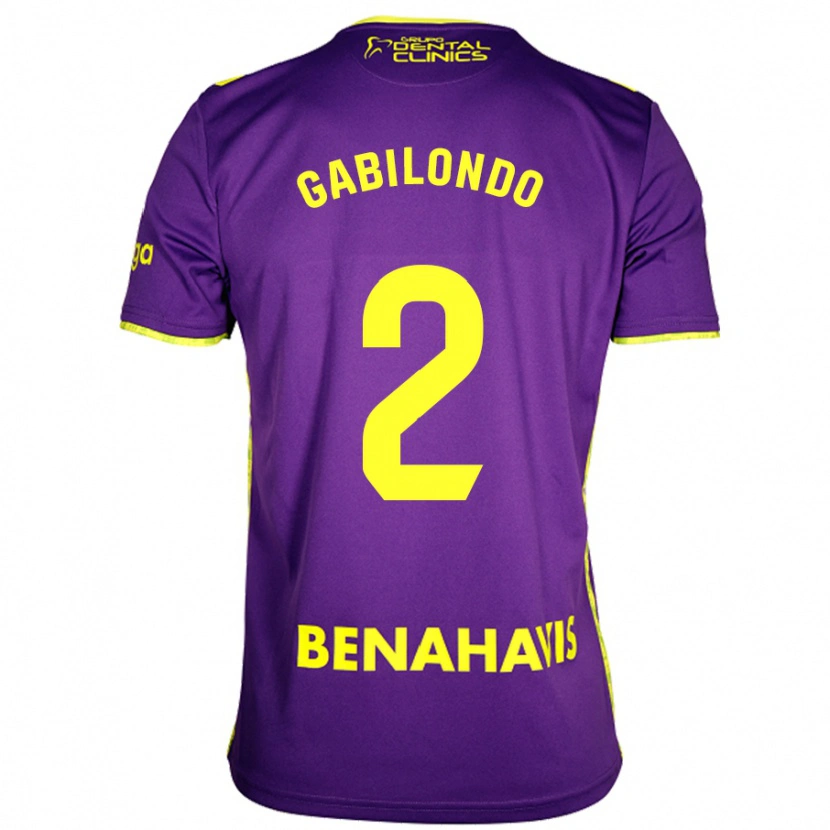 Danxen Hombre Camiseta Jokin Gabilondo #2 Púrpura Amarillo 2ª Equipación 2024/25 La Camisa México