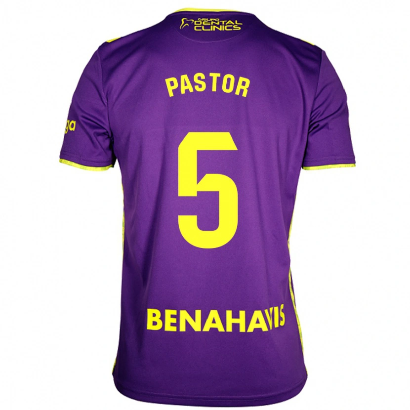 Danxen Hombre Camiseta Álex Pastor #5 Púrpura Amarillo 2ª Equipación 2024/25 La Camisa México