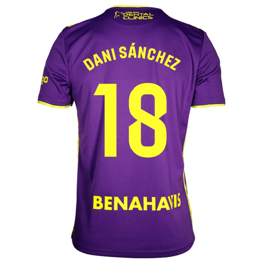Danxen Hombre Camiseta Dani Sánchez #18 Púrpura Amarillo 2ª Equipación 2024/25 La Camisa México