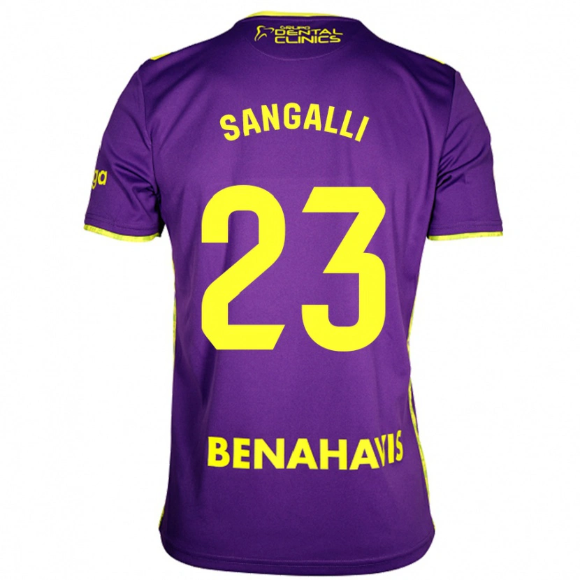 Danxen Hombre Camiseta Luca Sangalli #23 Púrpura Amarillo 2ª Equipación 2024/25 La Camisa México