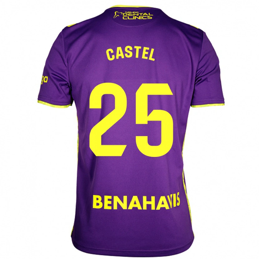 Danxen Hombre Camiseta Sergio Castel #25 Púrpura Amarillo 2ª Equipación 2024/25 La Camisa México