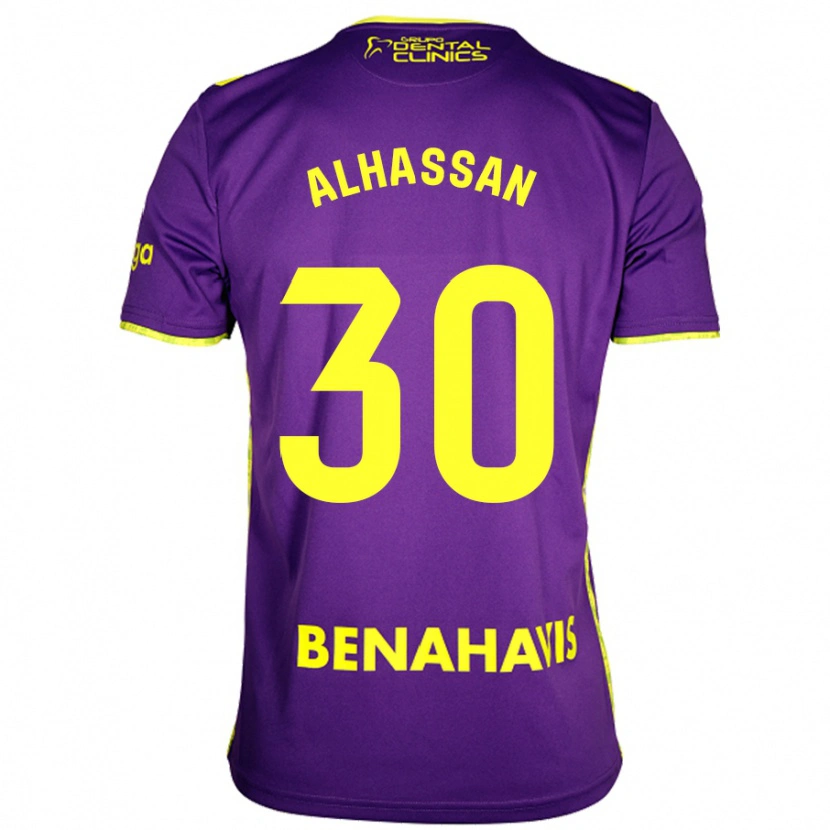 Danxen Hombre Camiseta Mubarak Alhassan #30 Púrpura Amarillo 2ª Equipación 2024/25 La Camisa México