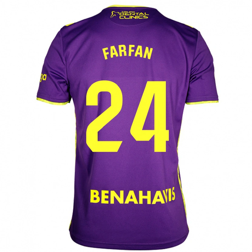 Danxen Hombre Camiseta María Farfán #24 Púrpura Amarillo 2ª Equipación 2024/25 La Camisa México