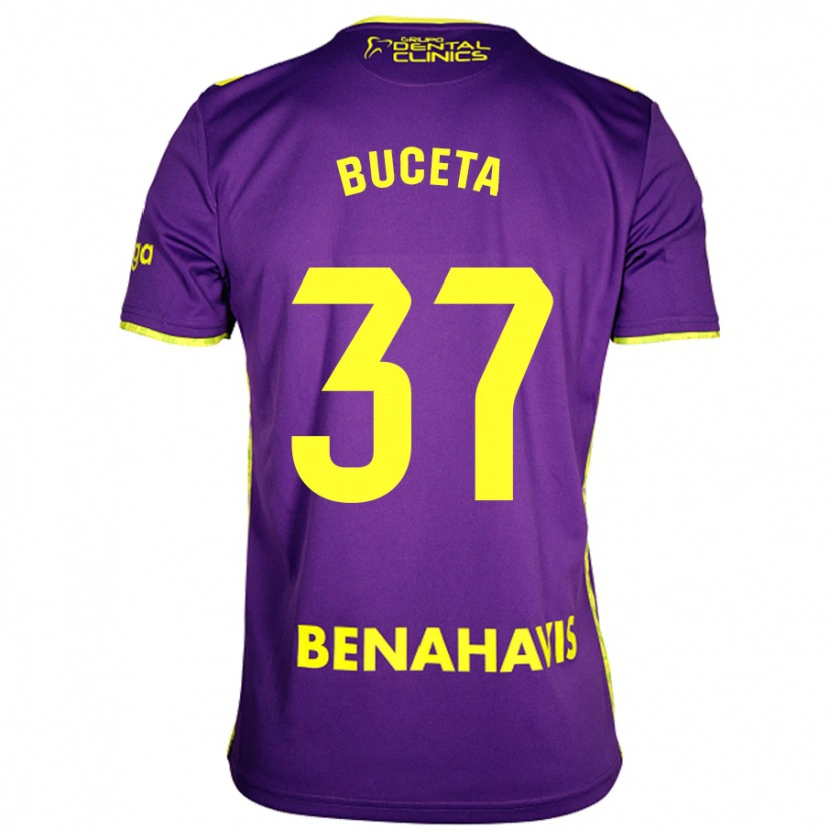 Danxen Hombre Camiseta Ana Buceta #37 Púrpura Amarillo 2ª Equipación 2024/25 La Camisa México