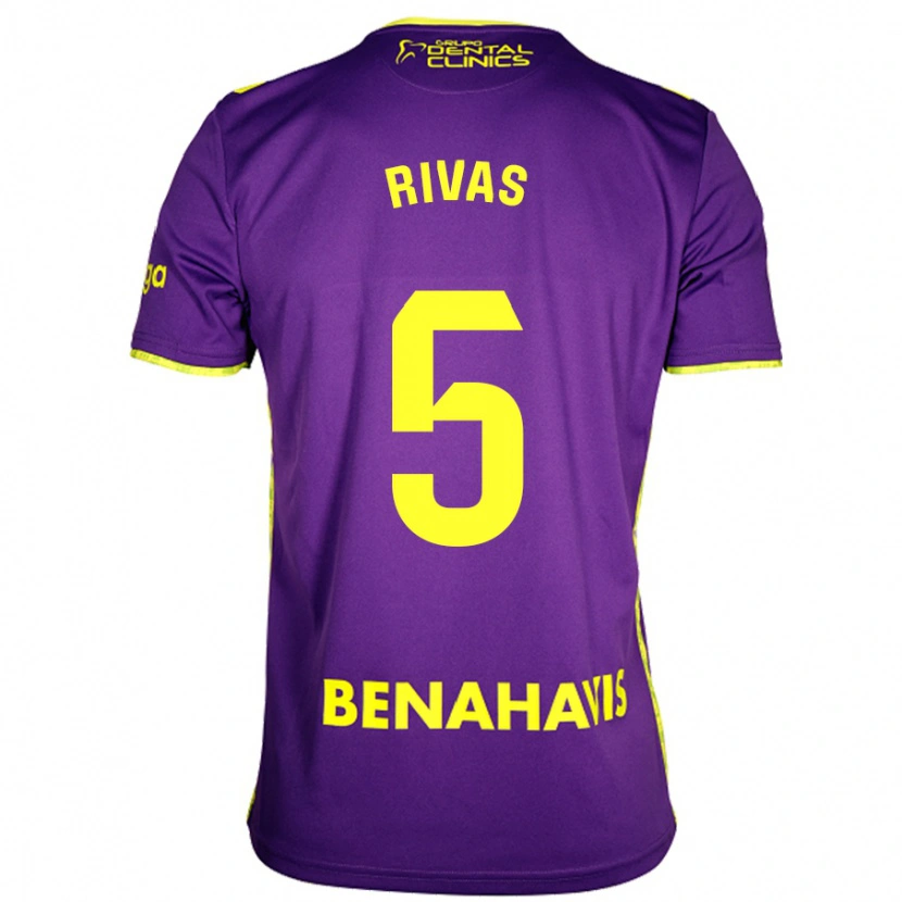 Danxen Hombre Camiseta Juande Rivas #5 Púrpura Amarillo 2ª Equipación 2024/25 La Camisa México