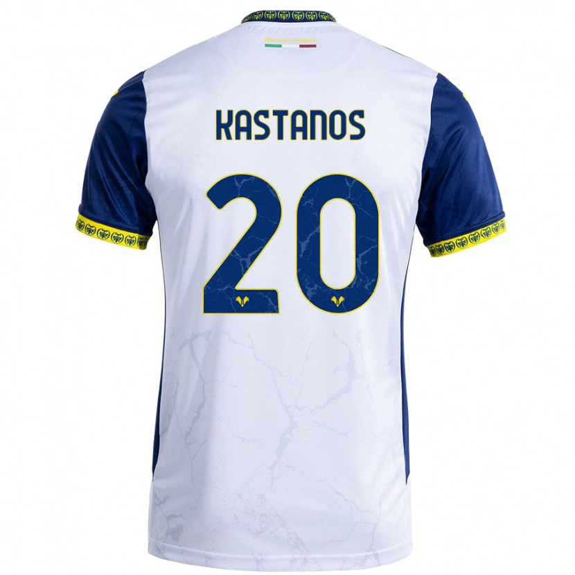 Danxen Hombre Camiseta Grigoris Kastanos #20 Blanco Azul 2ª Equipación 2024/25 La Camisa México