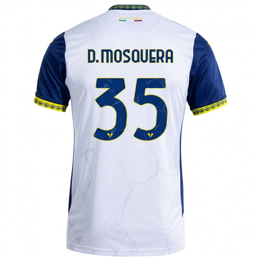 Danxen Hombre Camiseta Daniel Mosquera #35 Blanco Azul 2ª Equipación 2024/25 La Camisa México