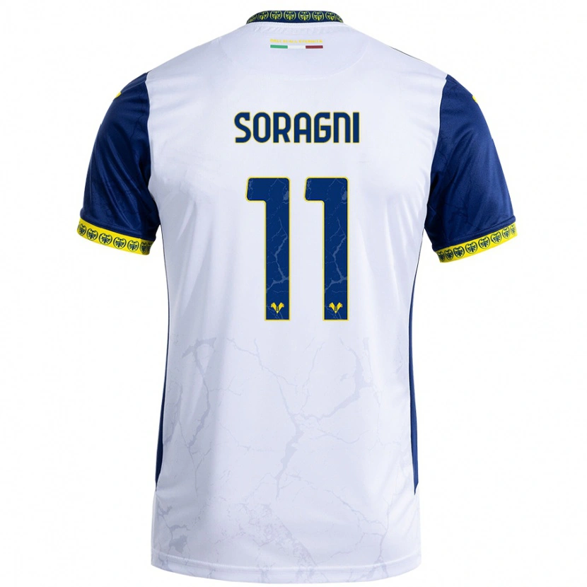 Danxen Hombre Camiseta Alberto Soragni #11 Blanco Azul 2ª Equipación 2024/25 La Camisa México