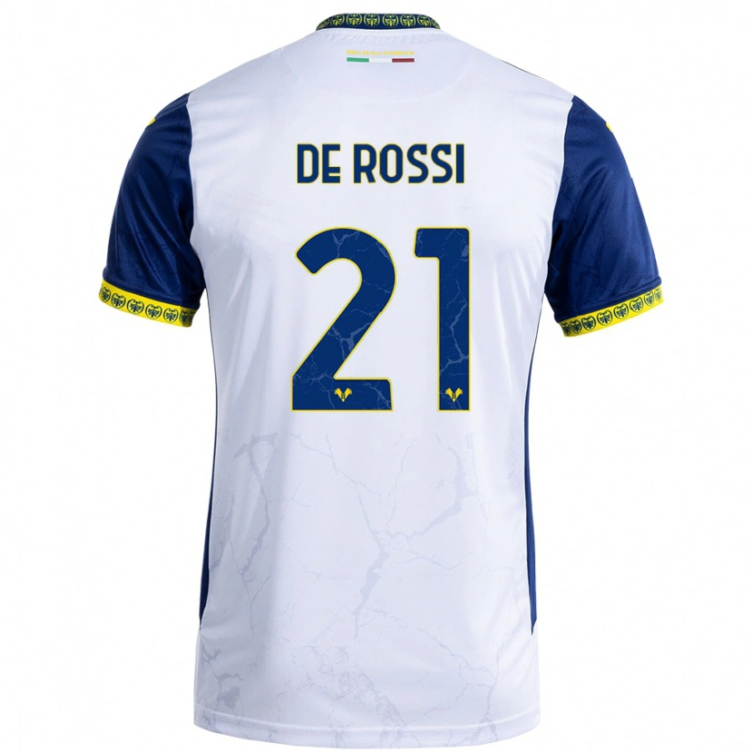Danxen Hombre Camiseta Michele De Rossi #21 Blanco Azul 2ª Equipación 2024/25 La Camisa México