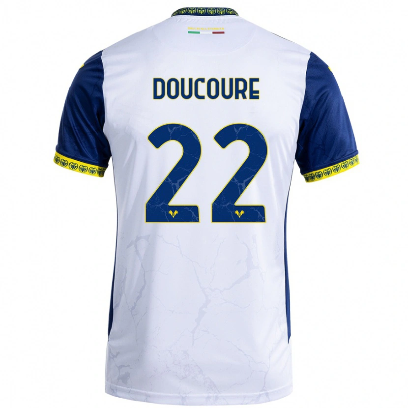 Danxen Hombre Camiseta Mamedi Doucouré #22 Blanco Azul 2ª Equipación 2024/25 La Camisa México