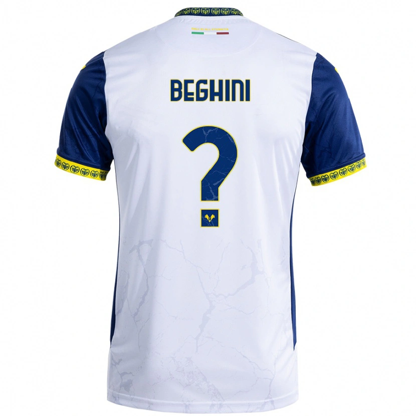 Danxen Hombre Camiseta Alessandro Beghini #0 Blanco Azul 2ª Equipación 2024/25 La Camisa México