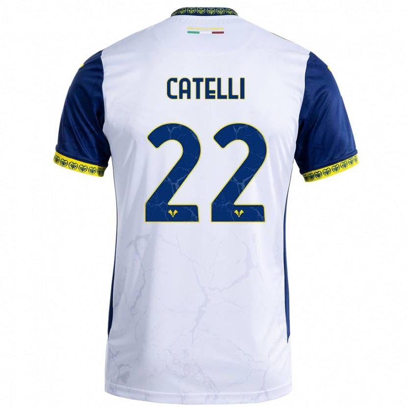 Danxen Hombre Camiseta Anna Catelli #22 Blanco Azul 2ª Equipación 2024/25 La Camisa México
