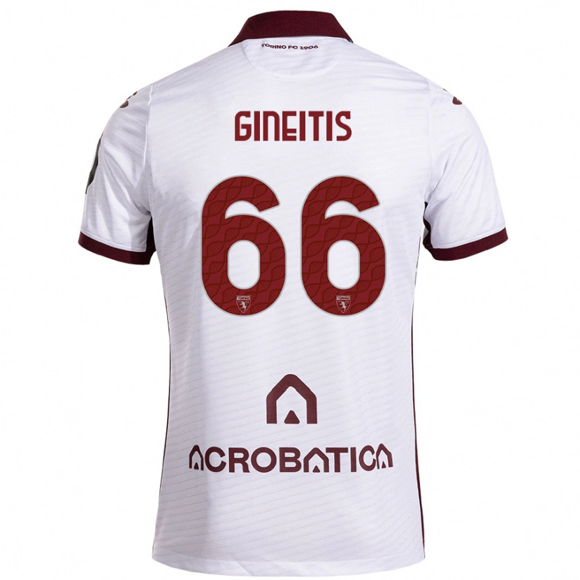 Danxen Hombre Camiseta Gvidas Gineitis #66 Blanco Granate 2ª Equipación 2024/25 La Camisa México