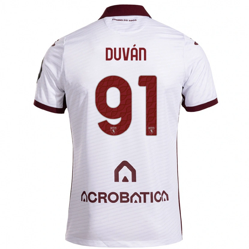 Danxen Hombre Camiseta Duván Zapata #91 Blanco Granate 2ª Equipación 2024/25 La Camisa México