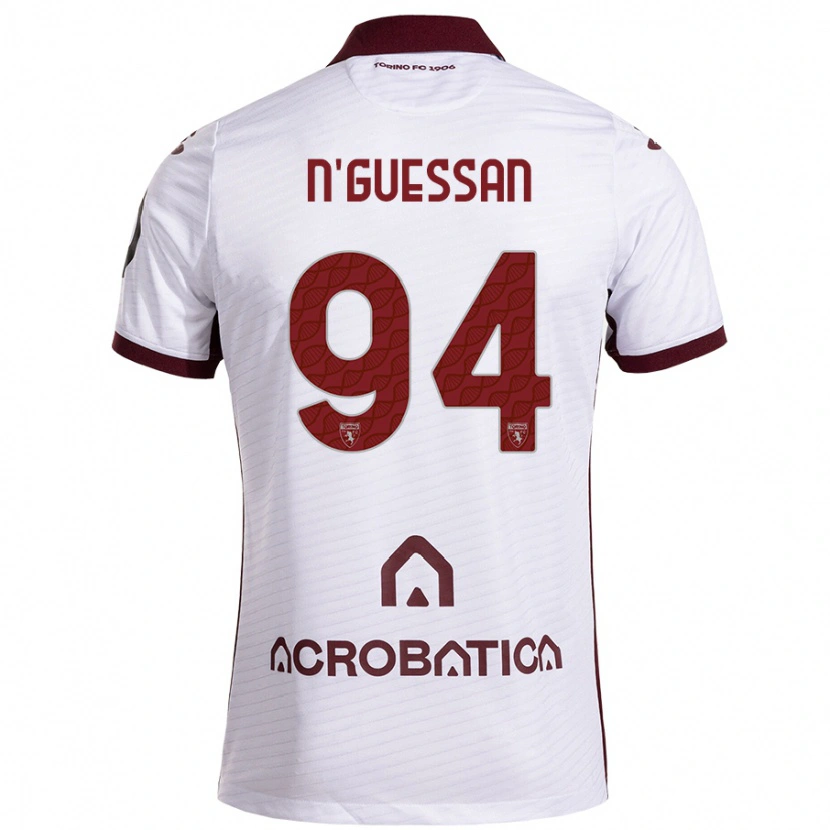 Danxen Hombre Camiseta Ange Caumenan N'guessan #94 Blanco Granate 2ª Equipación 2024/25 La Camisa México