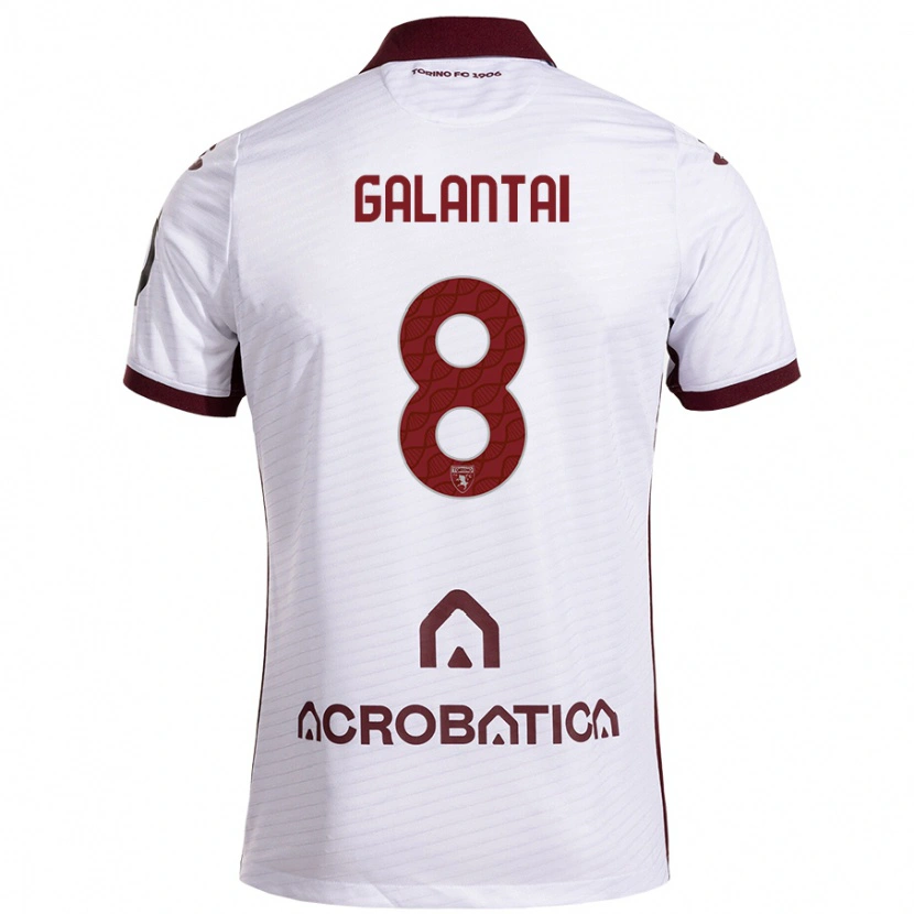 Danxen Hombre Camiseta Tamás Galántai #8 Blanco Granate 2ª Equipación 2024/25 La Camisa México