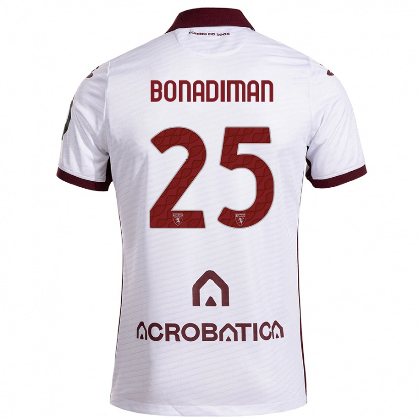 Danxen Hombre Camiseta Matteo Bonadiman #25 Blanco Granate 2ª Equipación 2024/25 La Camisa México