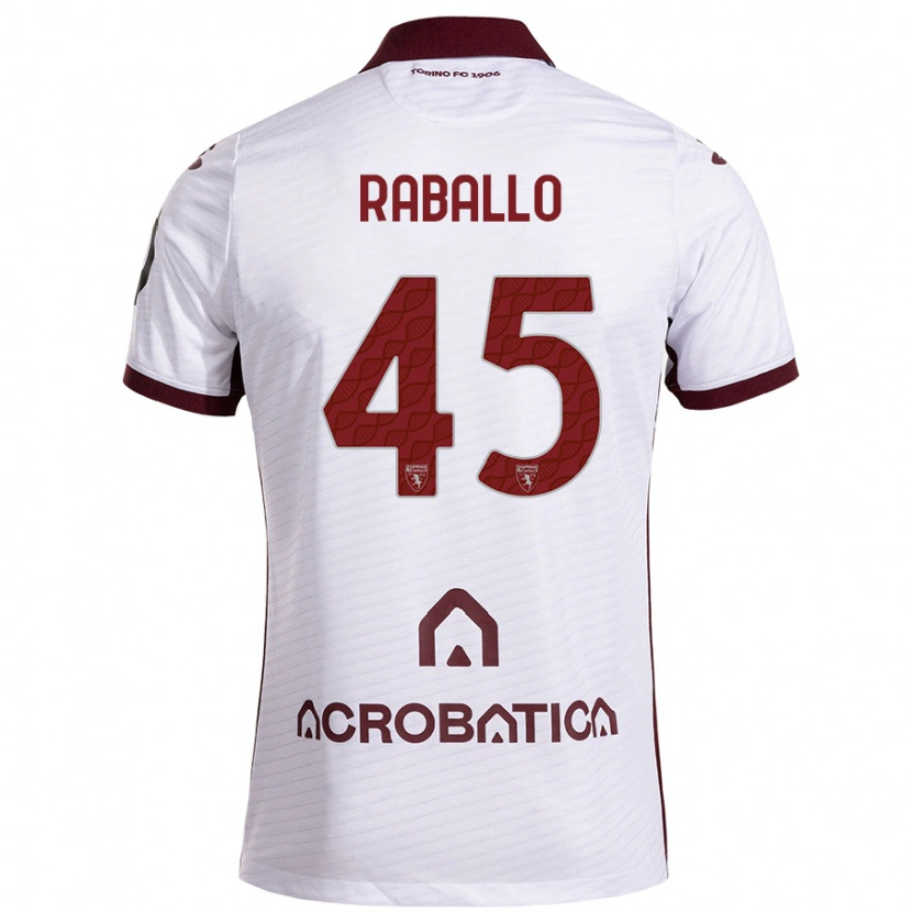 Danxen Hombre Camiseta Alessio Raballo #45 Blanco Granate 2ª Equipación 2024/25 La Camisa México