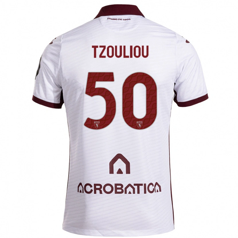 Danxen Hombre Camiseta Dimitrianos Tzouliou #50 Blanco Granate 2ª Equipación 2024/25 La Camisa México