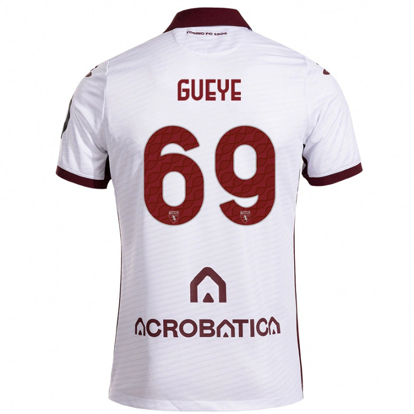 Danxen Hombre Camiseta Ousmane Gueye #69 Blanco Granate 2ª Equipación 2024/25 La Camisa México