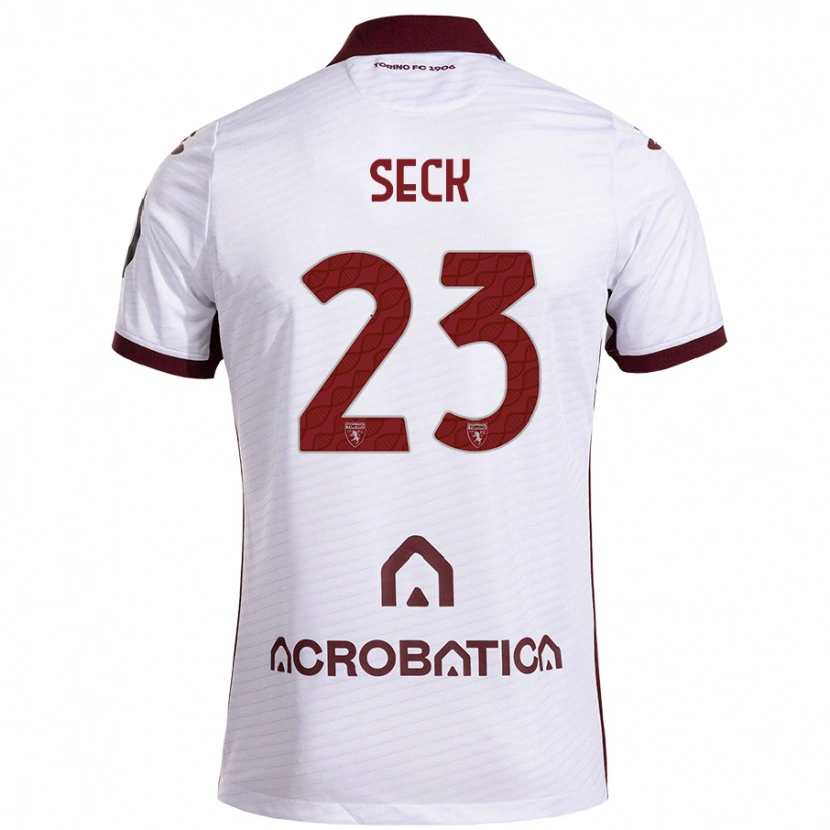 Danxen Hombre Camiseta Demba Seck #23 Blanco Granate 2ª Equipación 2024/25 La Camisa México