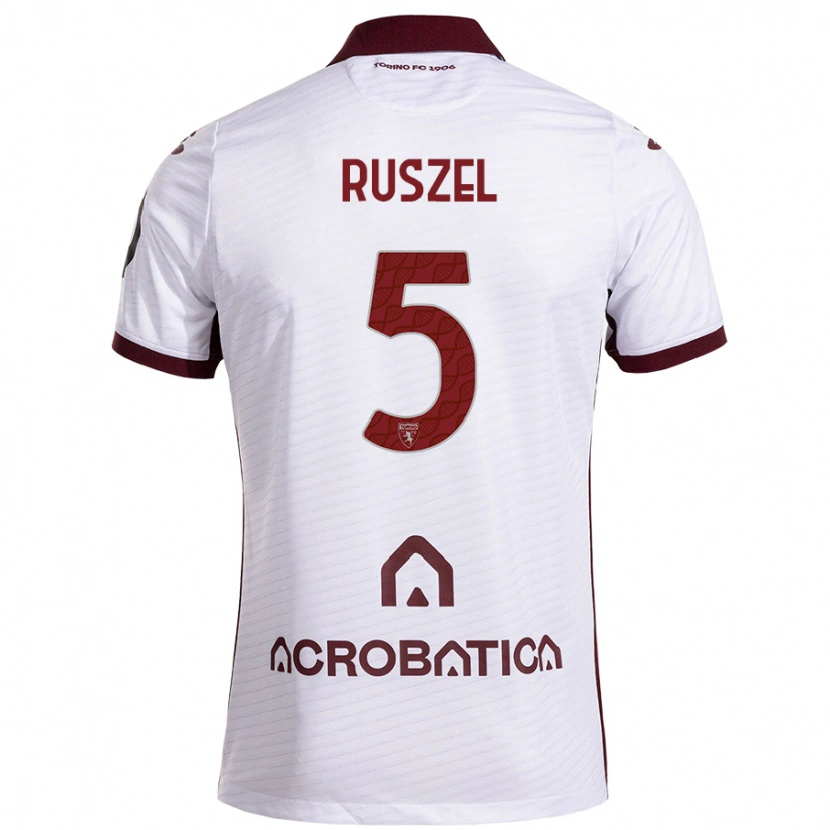 Danxen Hombre Camiseta Marcel Ruszel #5 Blanco Granate 2ª Equipación 2024/25 La Camisa México