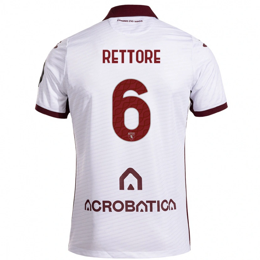 Danxen Hombre Camiseta Mirko Rettore #6 Blanco Granate 2ª Equipación 2024/25 La Camisa México