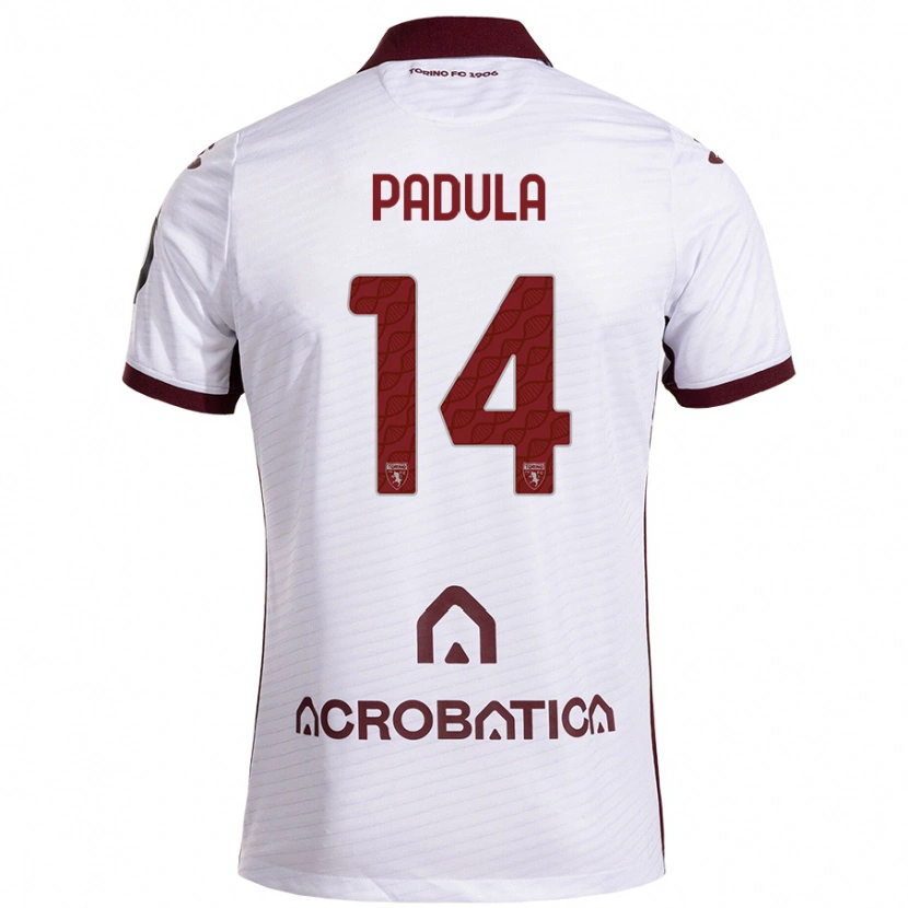 Danxen Hombre Camiseta Cristian Padula #14 Blanco Granate 2ª Equipación 2024/25 La Camisa México