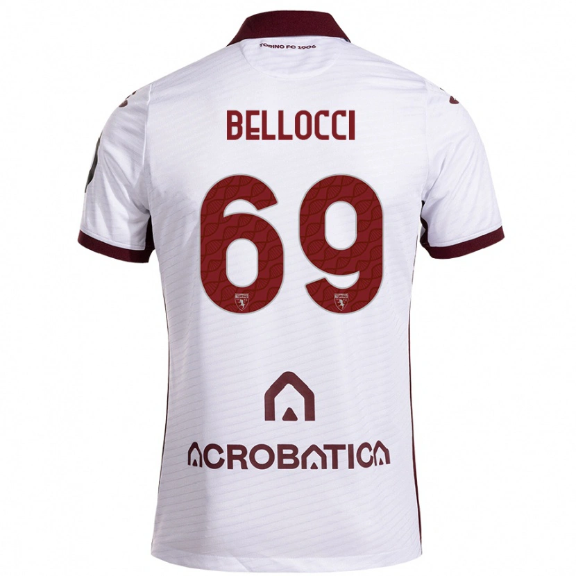 Danxen Hombre Camiseta Andrea Bellocci #69 Blanco Granate 2ª Equipación 2024/25 La Camisa México