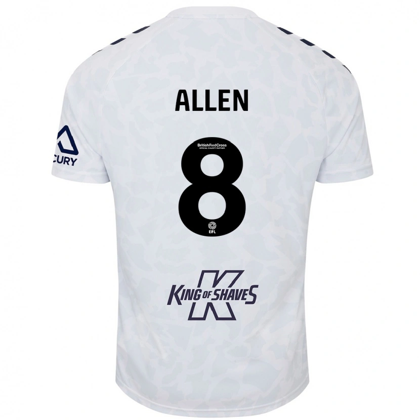 Danxen Hombre Camiseta Jamie Allen #8 Blanco 2ª Equipación 2024/25 La Camisa México