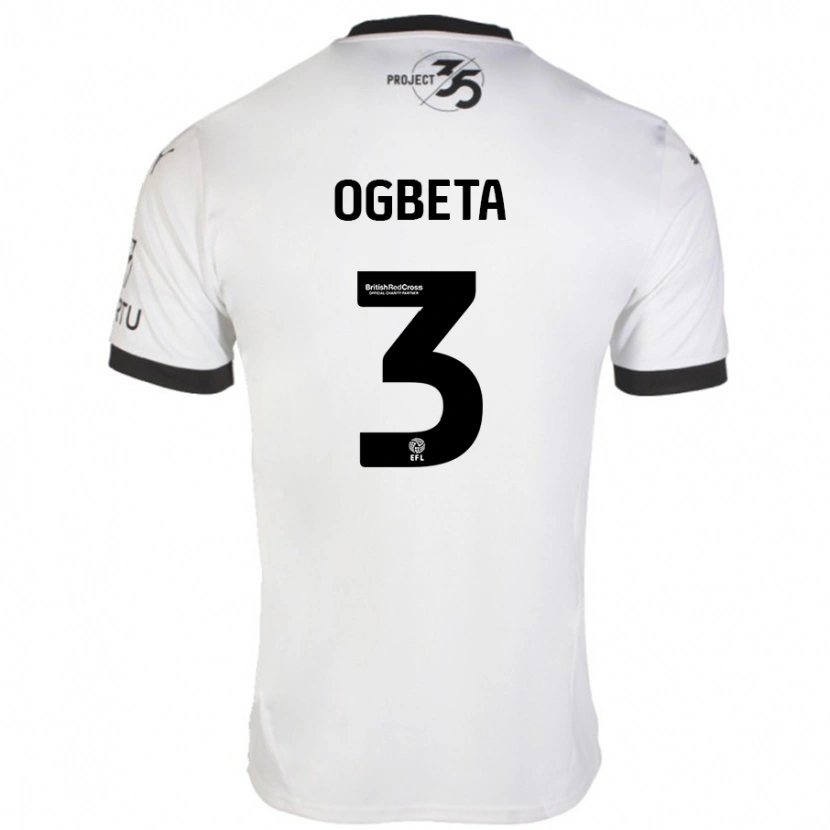 Danxen Hombre Camiseta Nathanael Ogbeta #3 Blanco Negro 2ª Equipación 2024/25 La Camisa México