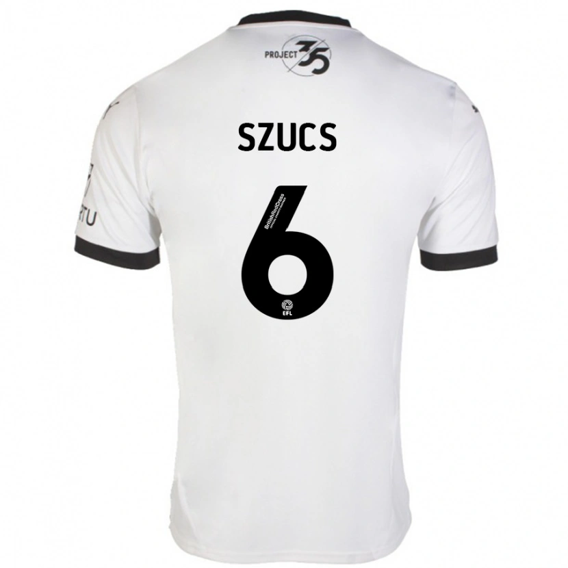 Danxen Hombre Camiseta Kornél Szűcs #6 Blanco Negro 2ª Equipación 2024/25 La Camisa México